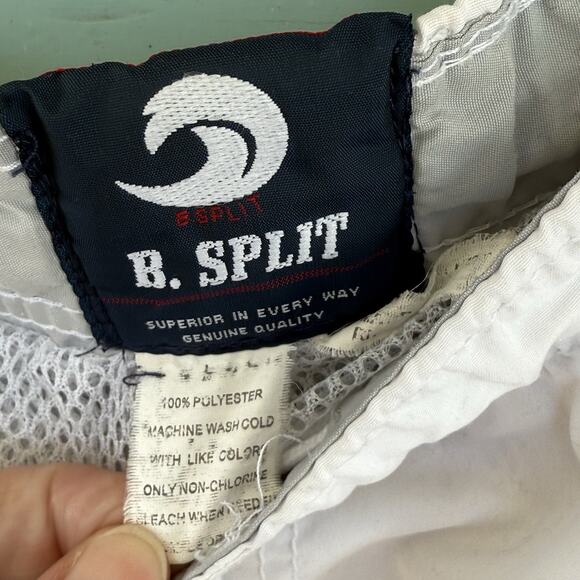 B Split Men’s Swim Trunk‎ Size L White Yellow Stripe Summer 38” Waist 11” Inseam - Picture 3 of 6